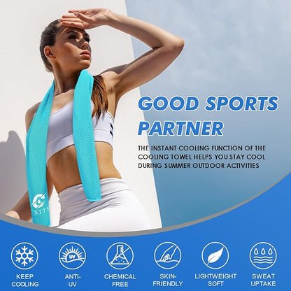 6 Pack Cooling Towels (47"x12") for Neck and Face, Ice Towel for Hot Weather, Soft Breathable Chilly Gym Towels, Microfiber Towel for Work Out, Yoga, Running, Camping & More Activities