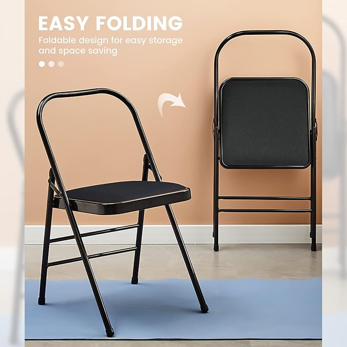 Yoga Auxiliary Chair Backless Yoga Chair Portable Folding Yoga Chair with Non-Slip Feet Covers for Flexibility and Strength Training