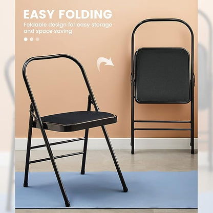 Yoga Auxiliary Chair Backless Yoga Chair Portable Folding Yoga Chair with Non-Slip Feet Covers for Flexibility and Strength Training