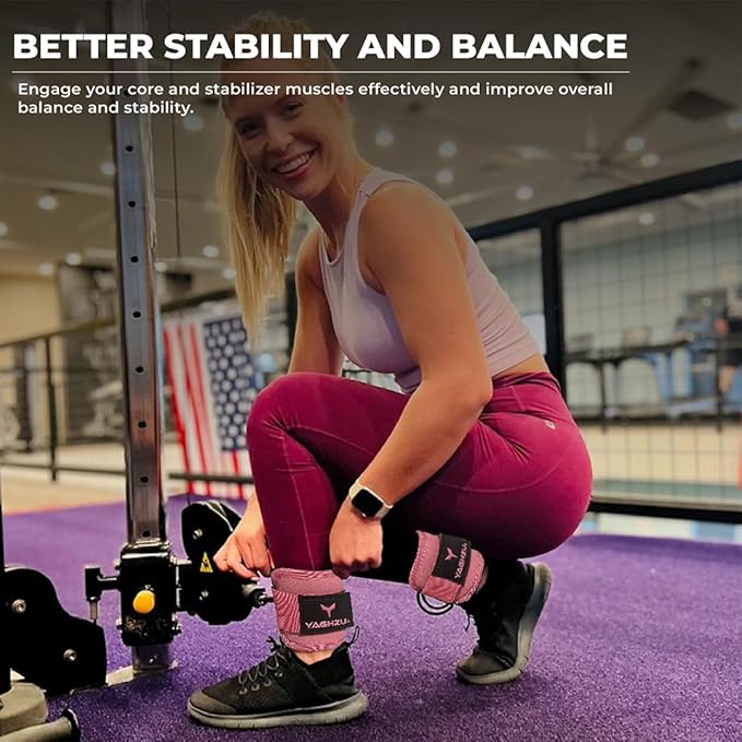 Ankle Straps for Cable Machines Women - Adjustable Gym Ankle Strap for Cable Machine, Neoprene Padded Cable Straps, Durable Leg Strap with Cable Cuff, Glute Kickback Ankle Strap with D Rings