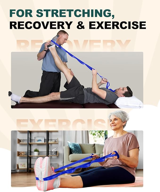 Trideer Stretching Strap Yoga Strap Physical Therapy for Home Workout, Exercise, Pilates and Gymnastics, 10 Loops Non-Elastic Stretch Bands with Aesthetic Packaging for Women & Men
