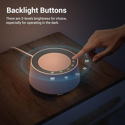 BGOVERSS White Noise Sound Machine with 20 Soothing Sounds, 10 Colors Night Light Sleep Machines Home Office Travel, 5 Timers and Memory Feature Sound Machine for Nursery Baby Kids Adults (White)