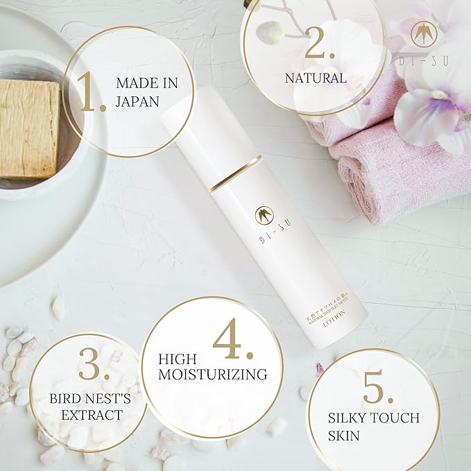 BI-SU Lotion | Hydrating Face Essence with Natural Swiftlet Nests Extract, Collagen, Hyaluronic Acid, Vitamin C, Lightweight Anti-aging Japanese Skincare, Helps Wrinkles, Dark Spots, 4.05 fl.oz, 120ml