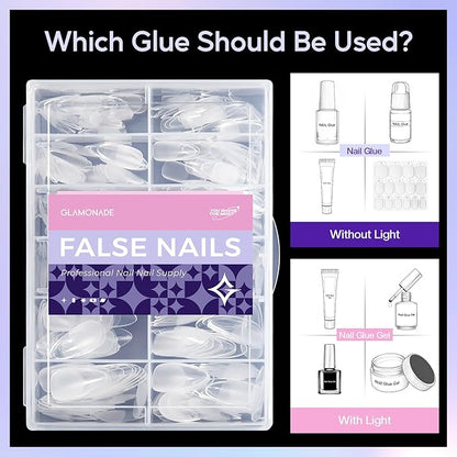 Medium Almond Nail Tips: 312pcs Soft Gel Almond Full Cover Press on Nails Kit - Clear Shaped Acrylic Nail Extensions Pre-Shaped Professional Fake Nails for Salon DIY at Home