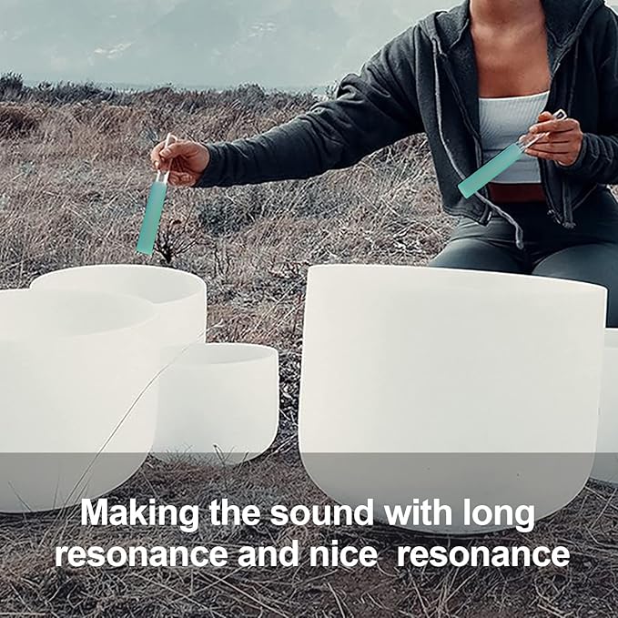 4 Pcs Singing Bowl Mallet Set Includes Solid and Hollow Acrylic Silicone Rubber Striker Mallet for Playing Quartz Crystal Singing Bowls with Bundle Pocket(WhiteGreen)