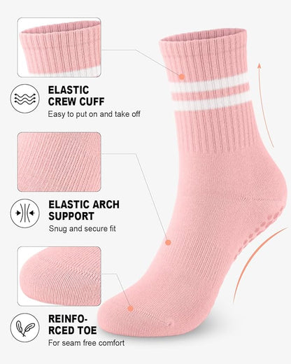 3/6 Pairs Grip Pilates Socks for Women, Non-slip Yoga Athletic Socks for Barre Ballet Barefoot Workout Hospital