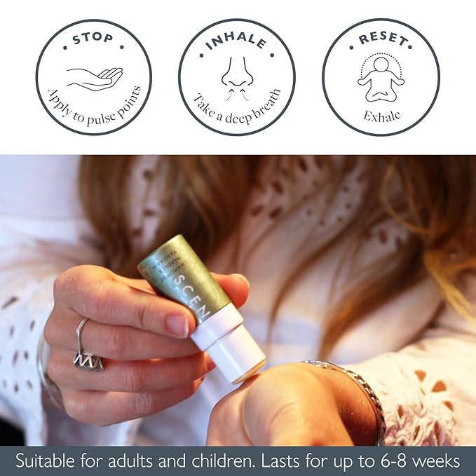 Scentered De-Stress Balm – Aromatherapy Stress Stick with Chamomile & Rosemary – Natural Self-Care Essential Oil roll On – Relaxation Gift for Stress Relief