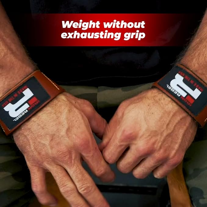 Iron Rebel Padded Leather Lifting Straps for Men & Women | Gym Weightlifting Straps | Comfortable Grips for Deadlifts, Training, Powerlifting, & Bodybuilding