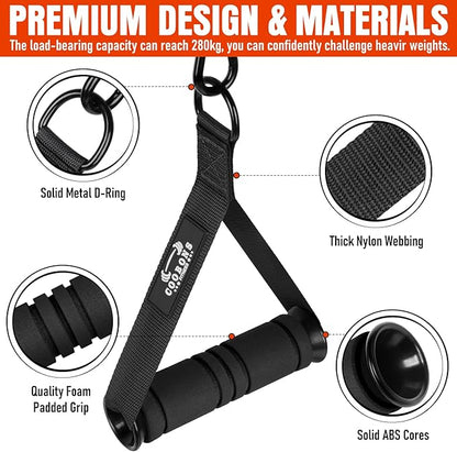 Heavy Duty Exercise Handles, Gym Cable Handles for Cable Machine Attachments, D Handle Cable Attachments, Handles for Resistance Bands, Workout Accessories, Fitness Equipment for Home Gym