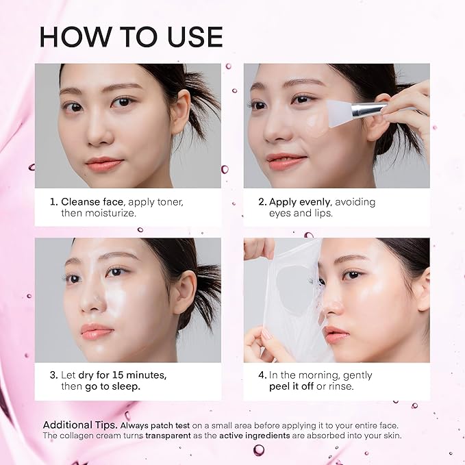 TEREZ & HONOR Collagen Night Wrapping Peel Off Mask: Korean Face Mask for Elasticity, Hydrating & Glow - 100Dalton Smallest Molecular Collagen for Glass Skin - Dermatologist Tested 3.4 FL OZ