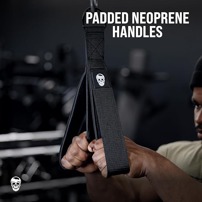 Gymreapers Tricep Rope Cable Attachment - Multi-Workout Tricep Pull Down Cable Attachment - Perfect Gym Cable attachments (3 Lengths Built in One)
