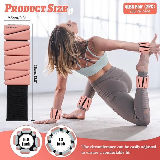 Ankle Weights Set of 2 (1 lb/2 lb/3 lb Each) Adjustable Wrist Weights for Women Men Wearable Arm Leg Weight for Pilates, Running, Walking, Workout, Yoga