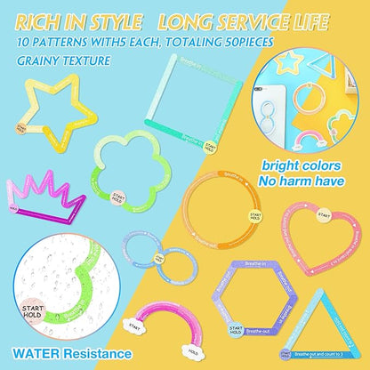 Crtiin 50 Pieces Anxiety Sensory Stickers for Anxiety Relief Items Mental Health Stickers Fidget Textured Strips for Office Classroom Desk Relieve Adult Stress(Chic Style)