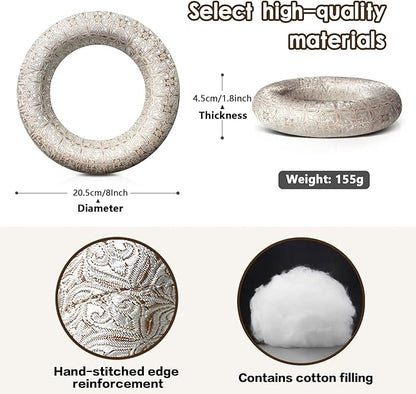 Singing Bowl Cushion 8 Inch for Tibetan Singing Bowls, Handmade Silk Brocade Round Cushion Pillow for Sound Healing and Crystal Sound Bowls Accessories(Silver)