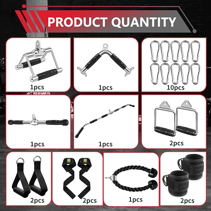 Cable Machine Attachment, LAT Pulldown Attachments, Home Gym Accessories, Triceps Pull Down Attachment