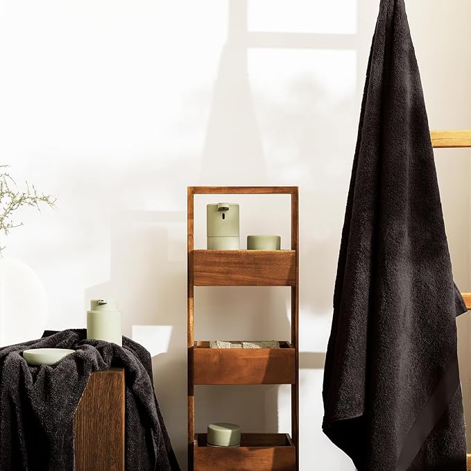 Oakias Premium Towel Set 600 GSM 8 Piece Brown - 100% Ring Spun Cotton Highly Absorbent Towels Set - Super Soft Bathroom Towel Set - Hotel Quality Double Stitched Hem - Ideal for Hotels, Spa, Gyms