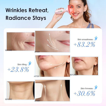 Facial & Neck Massager – Skin Firming, Wrinkle Reducer & Sculpting Tool | Portable LED Light Therapy for Face & Neck Care