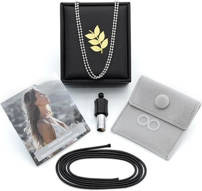 528Hz Breathing Meditation Necklace - Anxiety Relief Whistle, Stress Reduction & Mindfulness Tool for Focus, Calm Breathing - Black Bass Clef Whistle
