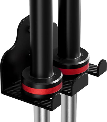Barbell Wall Holder,Single Barbell wall Mount Hanger,Garage Gym Bar Wall Rack,Vertical Olympic Hanger wall Mount Rack,Space Saving Gym Accessory,Holds Under 33mm Bar Size(Black)