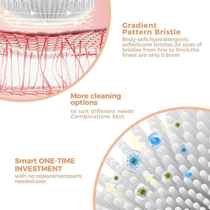 2 in 1 Facial Cleansing Brush, Rotating Magnetic Beads & Massage Cleaning Electric Face Scrubber, Waterproof and Rechargeable Exfoliating Face Scrubber Brush