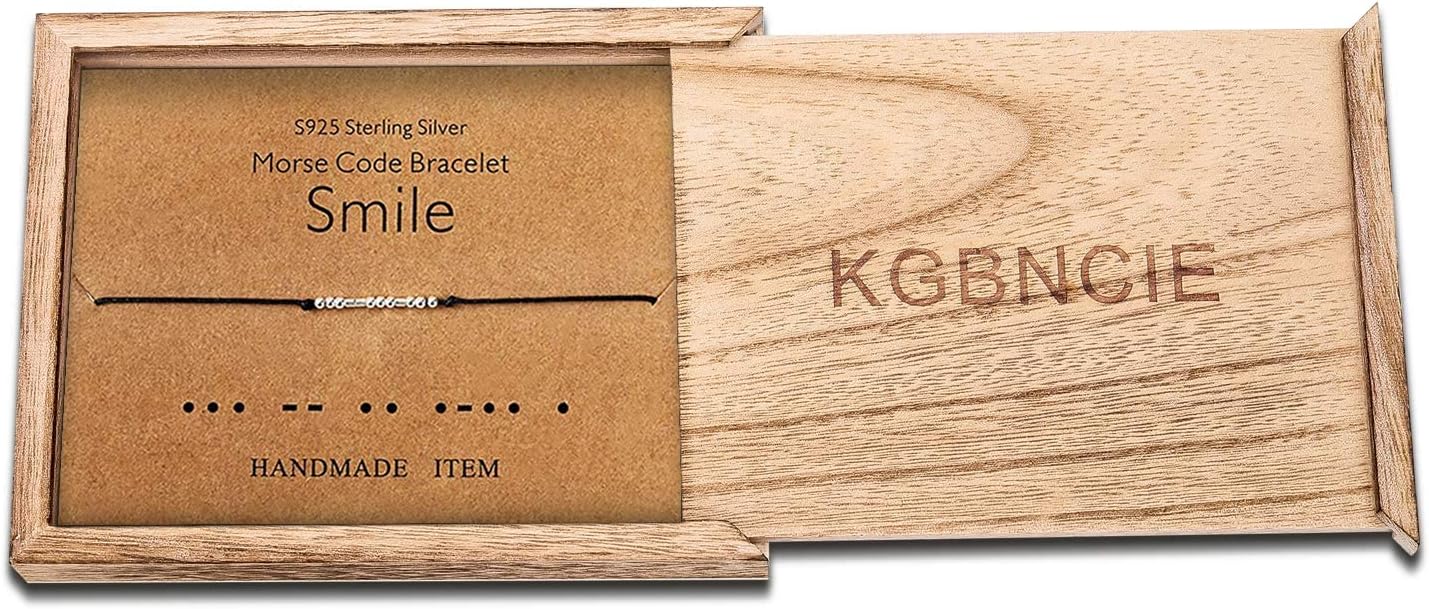 KGBNCIE Morse Code Bracelet for Women Sterling Silver Beads on Silk Cord Secret Message Fuck Friendship Inspirational Encouragement Bracelet Gift for Her