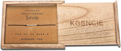 KGBNCIE Morse Code Bracelet for Women Sterling Silver Beads on Silk Cord Secret Message Fuck Friendship Inspirational Encouragement Bracelet Gift for Her