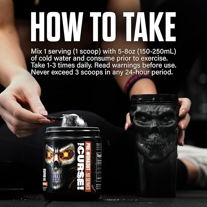 JNX SPORTS The Curse! Pre Workout Powder for Men & Women, Caffeine, Beta-Alanine, Creatine, L-Citrulline, 30 Servings, Blue Raspberry Flavor – Boost Energy, Strength & Focus