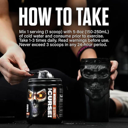 JNX SPORTS The Curse! Pre Workout Powder for Men & Women, Caffeine, Beta-Alanine, Creatine, L-Citrulline, 30 Servings, Blue Raspberry Flavor – Boost Energy, Strength & Focus