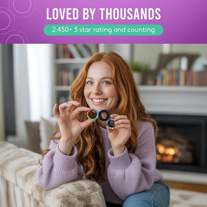 BUNMO Magnetic Fidget Rings - Fidget Toys Adults - Magnetic Rings - Endless Hours of Fun - Spin, Connect & Play - Engaging Toy for Boys & Girls - Great Teen Gift - Various