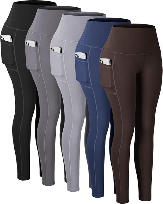 CHRLEISURE Leggings with Pockets for Women, High Waisted Tummy Control Workout Yoga Pants