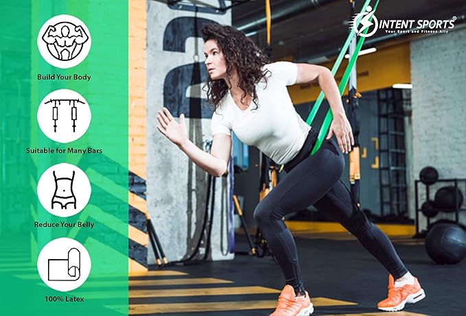 INTENT SPORTS Pull Up Assist Bands – Assistance and Resistance Bands for Pull-Up, Fitness, Body Stretching, Mobility Work, Weightlifting, Heavy Duty - Single/Set – Exercise Videos - eBook!