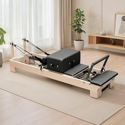 Pilates Reformer, Reformer Pilates Machine – Deluxe Version with Premium Maple Frame, Upgraded Spring System, Comfort Padding & Studio-Quality Glide – Pilates Reformer Set for Home & Studio