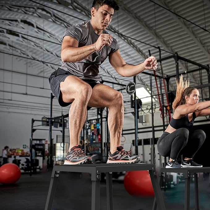 Metal Plyometric Jumping Box,12/18/24/30 Inch Steel Plyo Box Set for Fitness Exercise Home Gym,Single/Set
