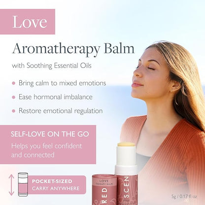 Scentered Aromatherapy Balm Stick - Love - Rose Essential Oils Rub On for Emotional Regulation & Balance - 100% Natural: Rose, Cedarwood, Ylang Ylang - Self Care Gifts for Women