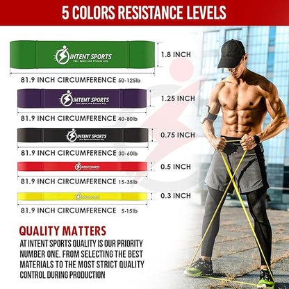 INTENT SPORTS Pull Up Assist Bands – Assistance and Resistance Bands for Pull-Up, Fitness, Body Stretching, Mobility Work, Weightlifting, Heavy Duty - Single/Set – Exercise Videos - eBook!