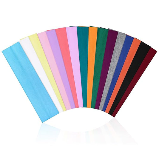 16Pcs Headbands for Women - Multicolor Absorb Sweat Non Slip Absorb Sweat Sports Hair Bands（ Soft Cotton Cloth Stretchy Headbands ）（Suitable for Fitness Yoga Outdoor Exercise ）