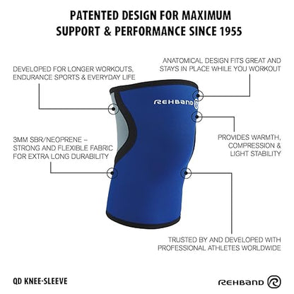 Rehband light Knee Support 3mm, Knee Sleeve for Endurance & Fitness, more stability and movement control during workout, Colour:Blue, Size:X-Small