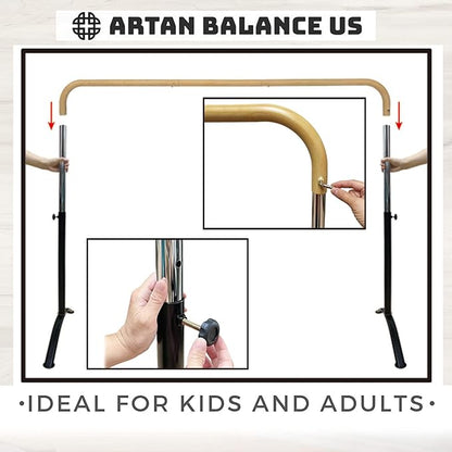Ballet Barre Portable for Home or Studio, Height Adjustable Bar for Stretch, Pilates, Dance or Active Workouts, Single or Double Bar, Kids and Adults
