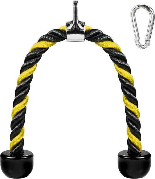 Deluxe Tricep Rope Pull Down Cable, 27 & 36 Inch Rope Length, Easy to Grip & Non-Slip Cable Attachment for Gym Workout Exercise