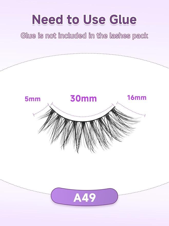 Cat Eye Lashes 16mm Anime Eyelashes 3D Volume False Eyelashes Natural 0.1MM Thin Band Soft C Curl Eye Lashes Pack 7 Pair