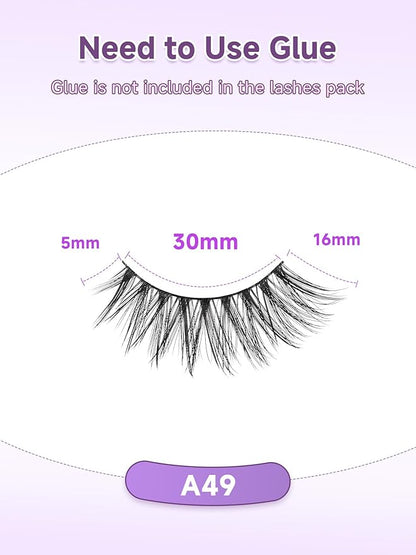 Cat Eye Lashes 16mm Anime Eyelashes 3D Volume False Eyelashes Natural 0.1MM Thin Band Soft C Curl Eye Lashes Pack 7 Pair