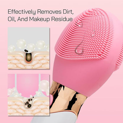 Bella Ciao Facial Cleansing Brush, Rechargeable Silicone Face Scrubber with 4 Massage Settings, Portable Deep-Cleaning and Exfoliating Brush with 2-Sided Head, IPX5 Water-Resistant, Includes Charger