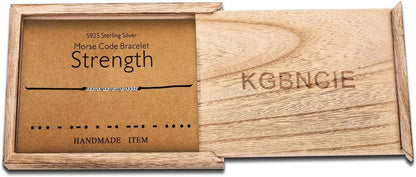 KGBNCIE Morse Code Bracelet for Women Sterling Silver Beads on Silk Cord Secret Message Fuck Friendship Inspirational Encouragement Bracelet Gift for Her