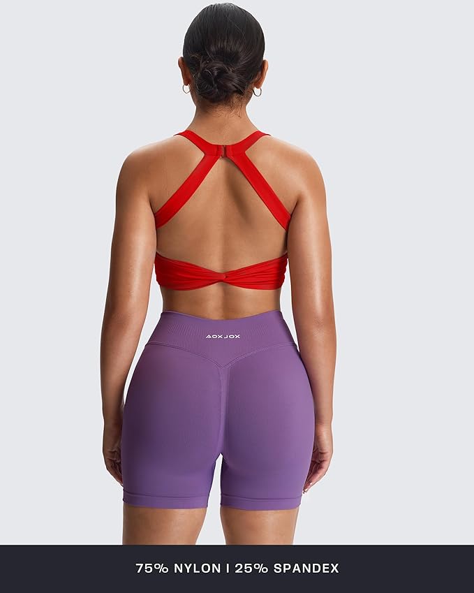 Aoxjox Women's Workout Sports Bras Twist Front Fitness Training Gym Bra Yoga Crop Lola Tank