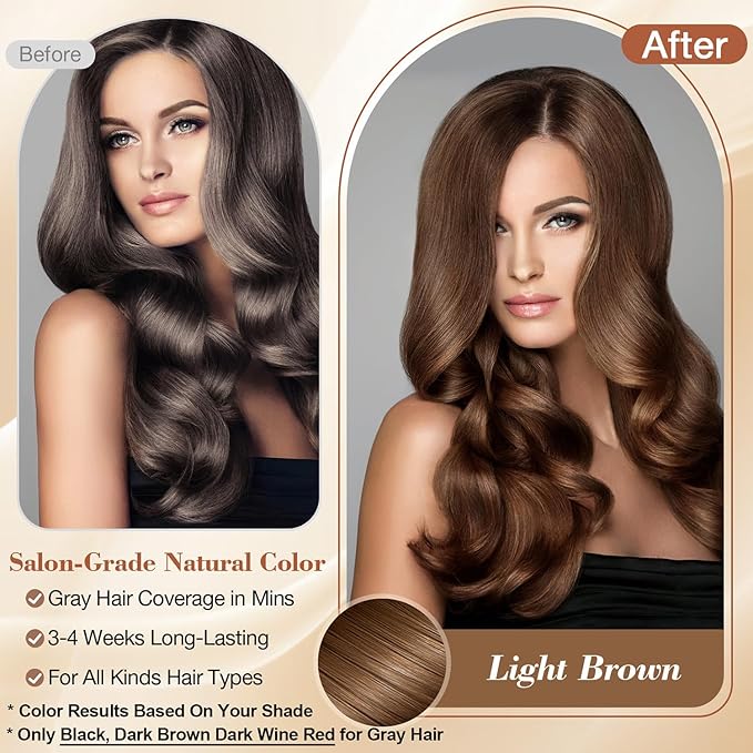 Light Brown Hair Dye Shampoo 3 in 1 for Color Transform, Instant Hair Color Shampoo With Herbal Ingredients-Gentle & Long-lasting, Seimi Permanent Dye Color Gift for Men Women 500ML