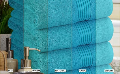 Utopia Towels 4 Pack Bath Towels Set, 27 by 54 Inches, 100% Ring Spun Cotton, Quick Dry, Highly Absorbent, Soft Feel Towels, Perfect for Daily Use, Turquoise