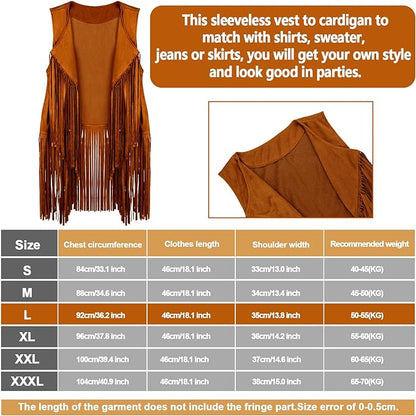 6 Pcs 60s 70s Outfits for Women Hippie Costume Set Peace Sign Earring Headband Fringe Vest Tassel Cardigan