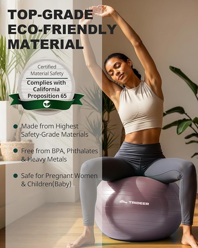 Trideer Exercise Ball Yoga Ball – Office Seating & Balance Ball Chair, Stability Ball for Pilates, Physical Therapy,Core Training & Balance Improvement & Stretching