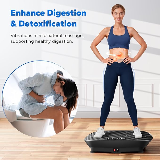 MERACH Vibration Plate Exercise Machine, Slim Vibration Plate for Lymphatic Drainage Weight Loss, Vibrating Plate with Real-Time Calorie Tracking on LED Display, Workout Equipment for Home Women Men