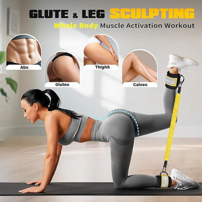 Ankle Resistance Bands with Cuffs, Leg and Glutes Workout Equipment, Resistance Bands with Ankle Straps for Cable Machine Kickbacks, Booty Workouts, Lower Body Exercises - Home Gym Exercise Equipment